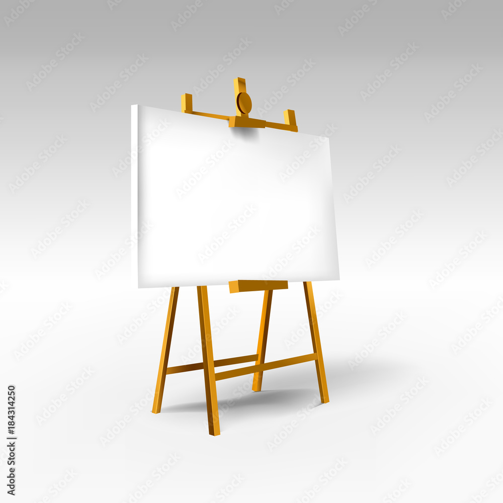 Empty Blank Vector wooden board. Easel construction for design, school, advertising
Empty Blank Vector wooden board. Easel construction for design, school, advertising