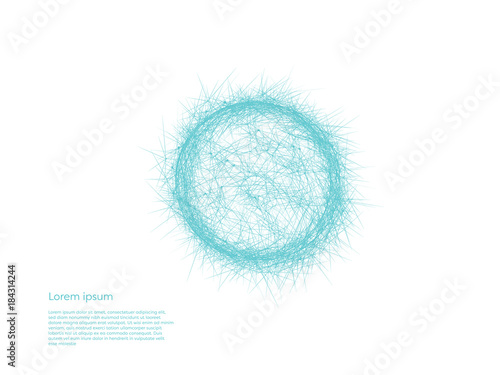 Neural network vector concept with neuron synapses in circle. Big data, machine deep learning, innovation technology abstract background symbol.