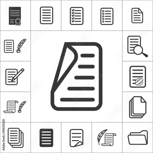 thin line document icon set