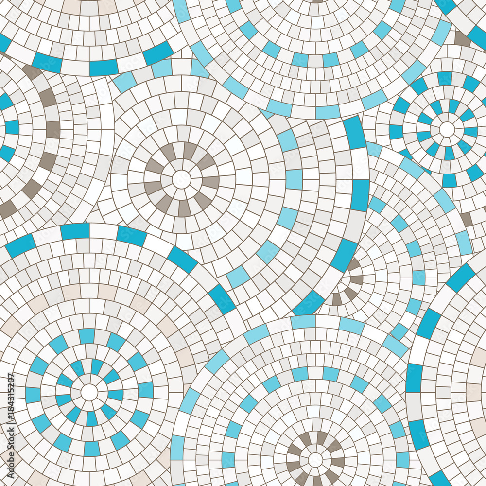 Gordijnen Mozaïek Abstracte naadloze patroon van geometrische vormen. Circulaire mozaïek. #184315207