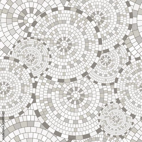 Abstract seamless pattern of geometric shapes. Circular mosaic.