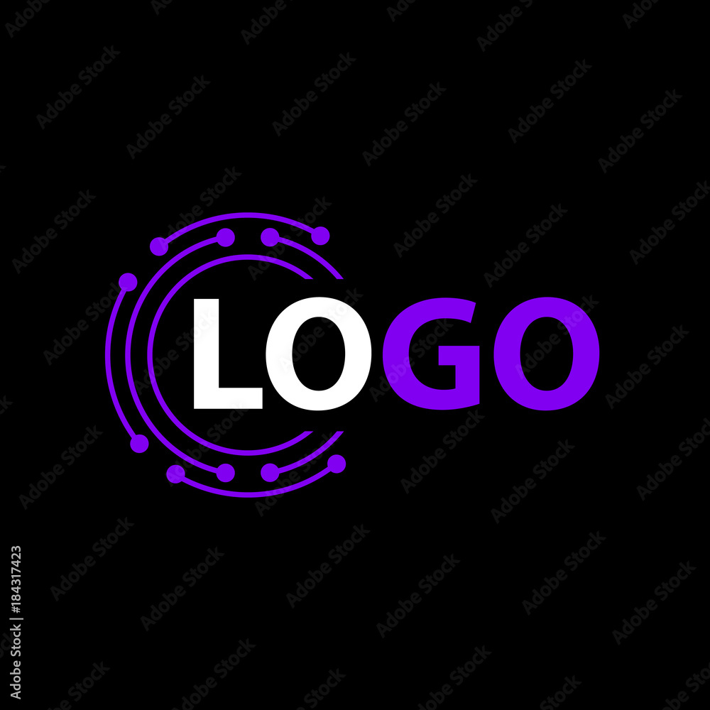 Modern and simple vector illustration of a logo. Abstract flat image with circles and lines on a black background Modern and simple vector illustration of a logo. Abstract flat image with circles and lines on a black background