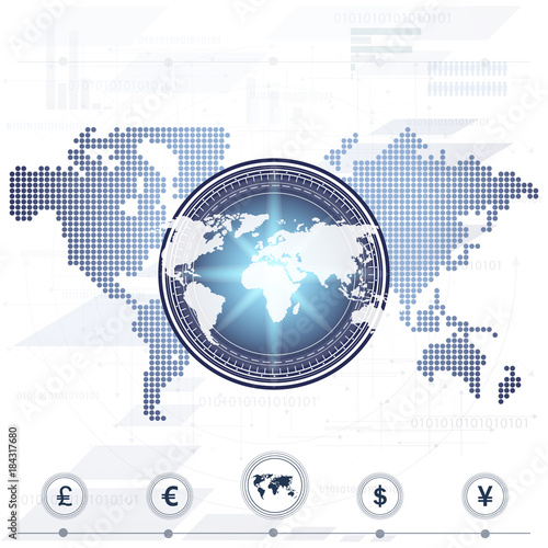 Money currency, dollar, yen, euro, pound isolated vector sign.