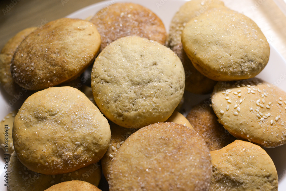 Homemade cookies with sugar, cinnamon and sesame Homemade cookies with sugar, cinnamon and sesame