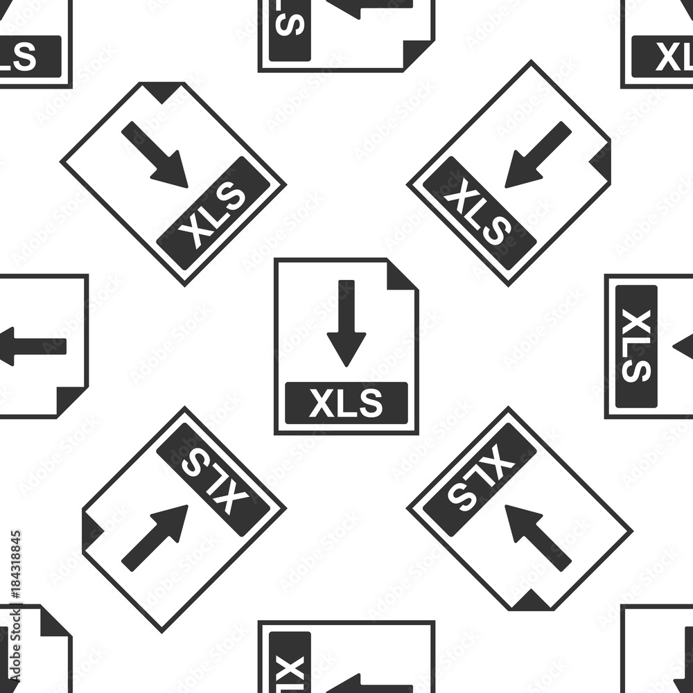 XLS file document icon. Download XLS button icon seamless pattern on white background. Flat design. Vector Illustration XLS file document icon. Download XLS button icon seamless pattern on white background. Flat design. Vector Illustration