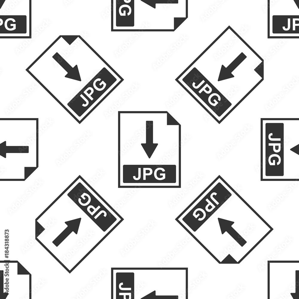 JPG file document icon. Download JPG button icon seamless pattern on white background. Flat design. Vector Illustration JPG file document icon. Download JPG button icon seamless pattern on white background. Flat design. Vector Illustration
