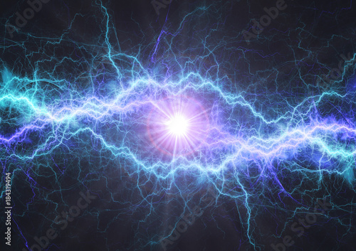 Slika na platnu Fire and ice electrical lightning bolt, plasma and electric power background