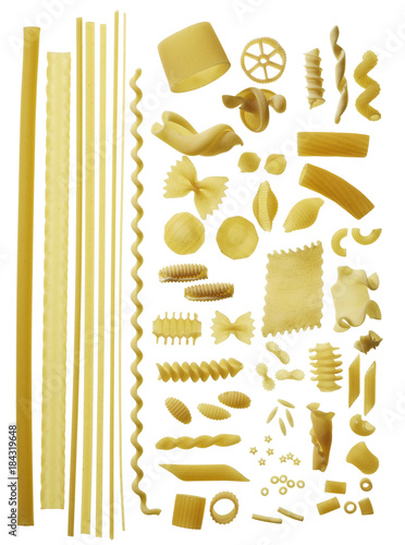 Naklejka Różne rodzaje makaronów