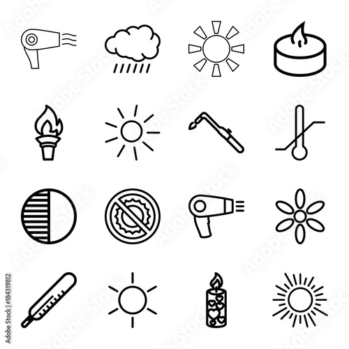 Set of 16 heat outline icons