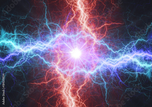 Fire and ice electrical lightning bolt  plasma and electric power background