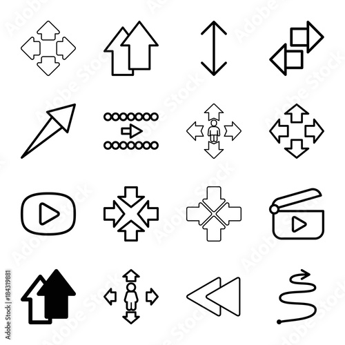 Set of 16 next outline icons