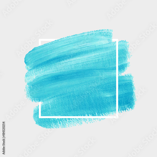 Logo acrylic brush art paint abstract texture background vector illustration over square frame. Perfect watercolor design for headline, logo and banner.