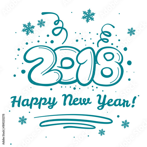 Square postacard concept with new year wishings on white background with snowlakes silhouettes. Vector illustration. photo