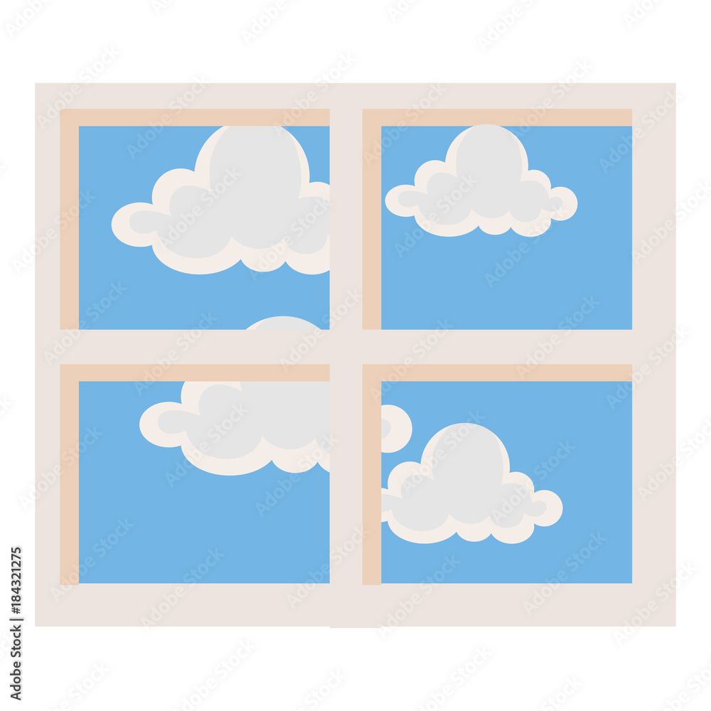 bedroom windows day isolated icon