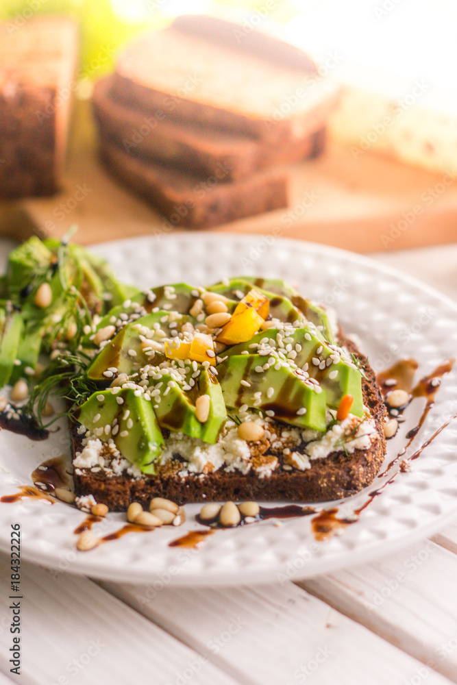 sandwich with salad and avocado sandwich with salad and avocado
