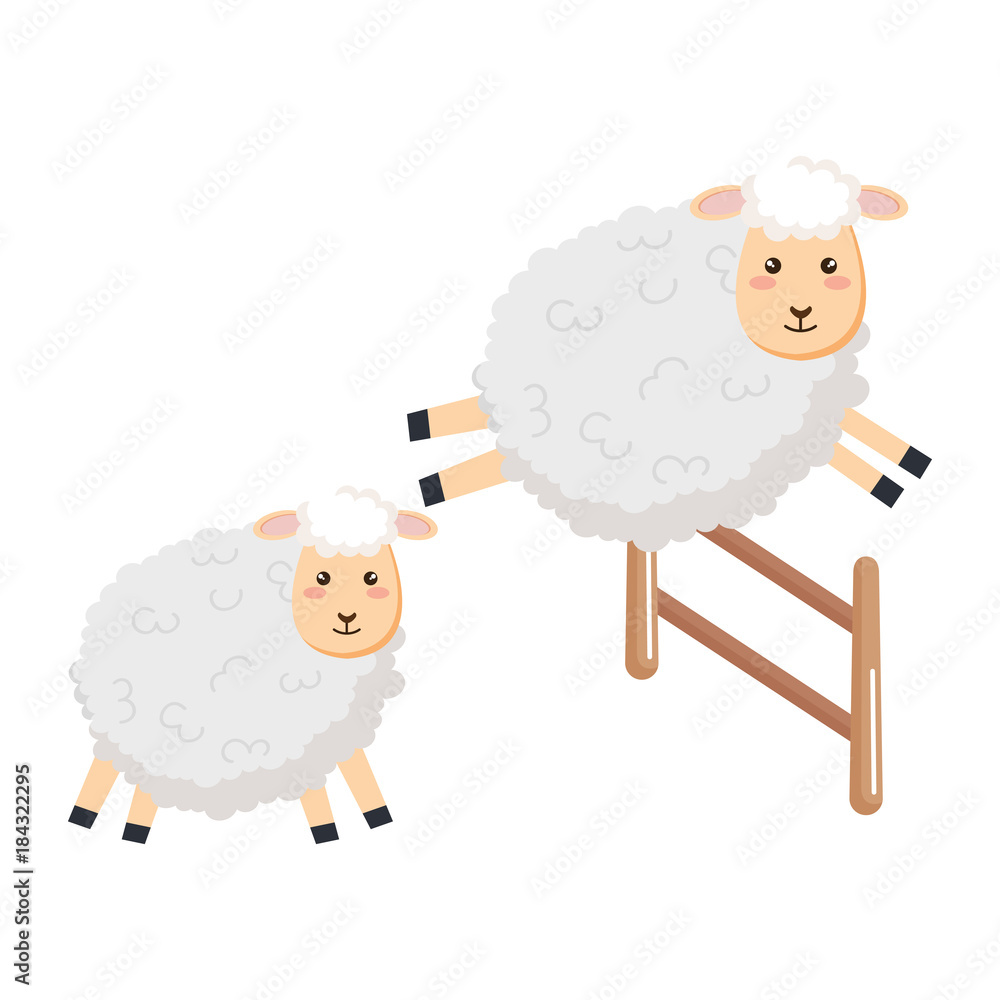 cute sheep jumping fence character icon cute sheep jumping fence character icon