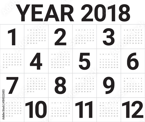 Year 2018 calendar vector design template
