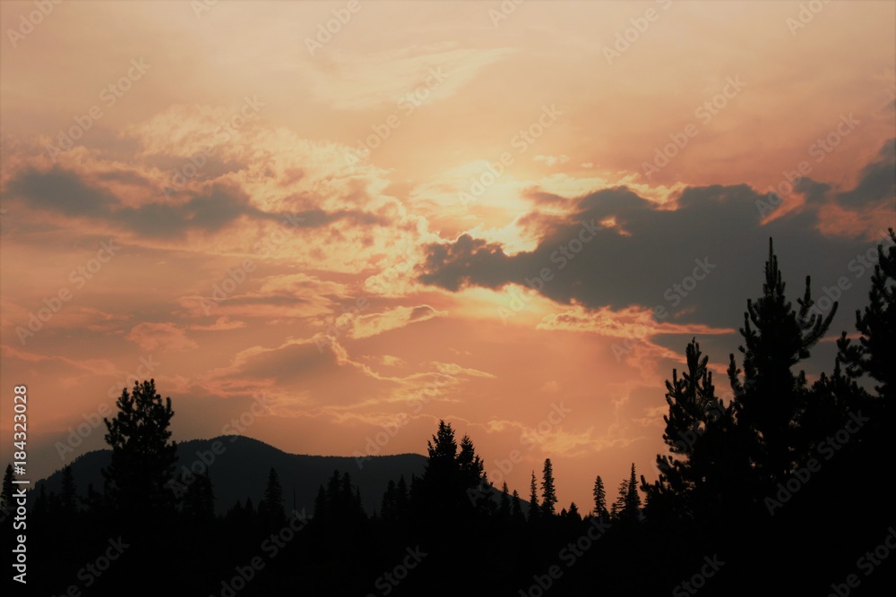 Naklejka sunset in montana