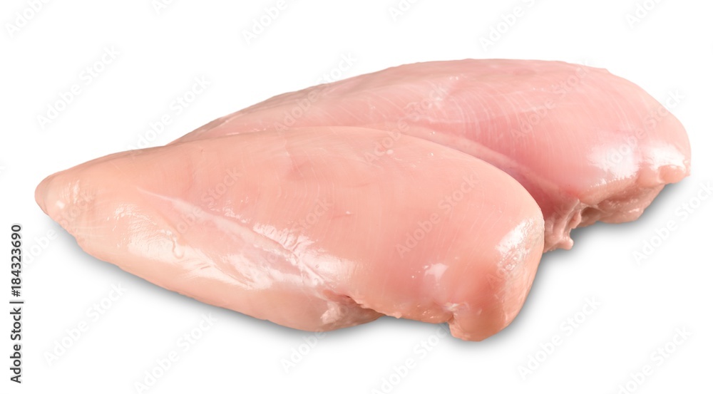 Dietetic chicken fillet isolated decorated basil Dietetic chicken fillet isolated decorated basil