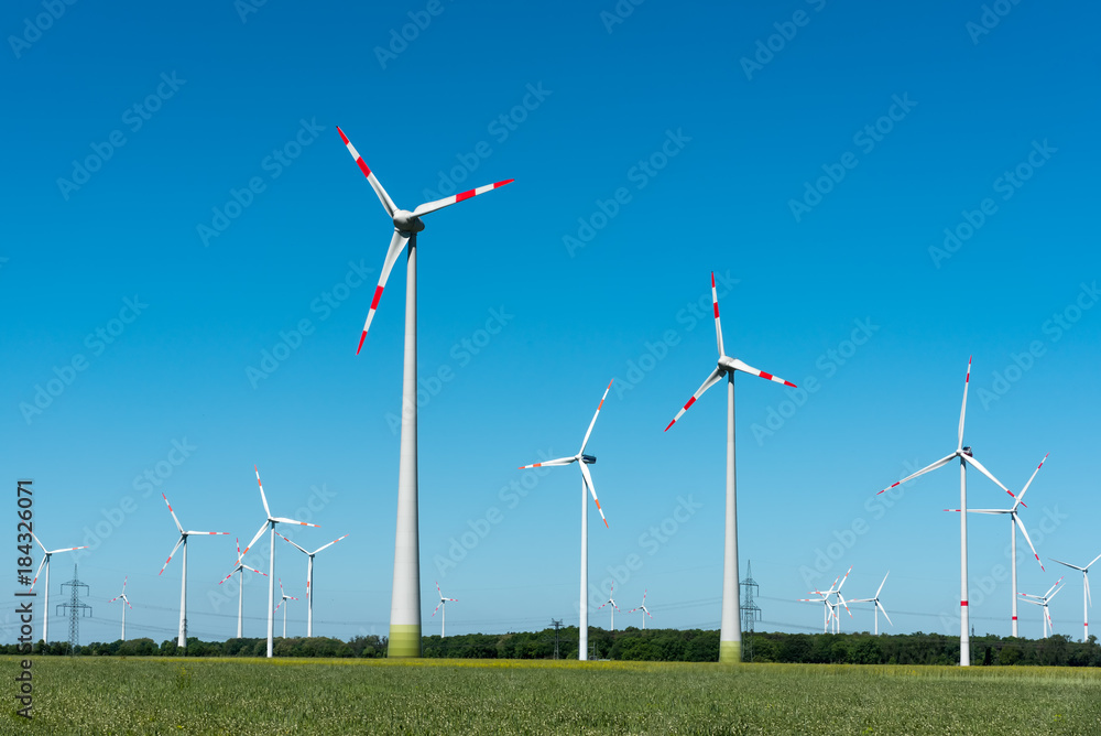 Modern wind power plants seen in Germany Modern wind power plants seen in Germany
