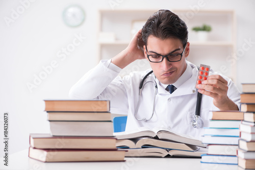 Medical student preparing for university exams