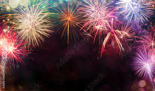 Abstract firework background with free space for text photo