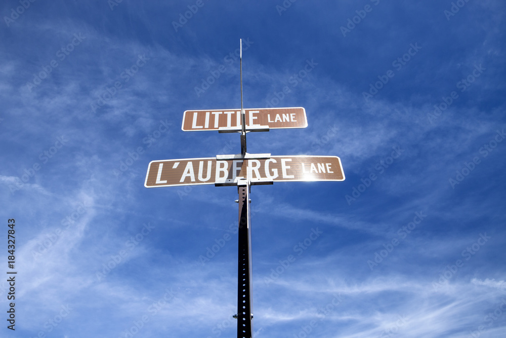 Obraz premium Looking up at a street sign in Sedona