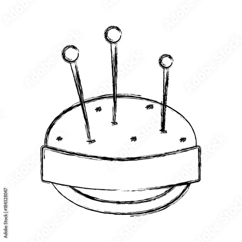 figure pin and pincushion sewing tool object