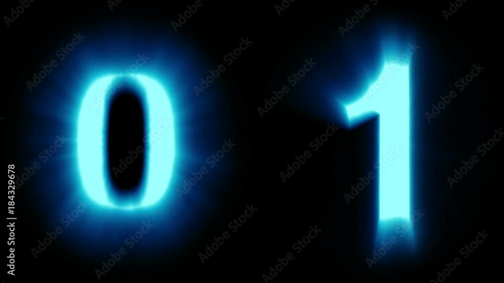 light numbers 0 and 1 - cold blue light - flickering shimmering animation loop - isolated light numbers 0 and 1 - cold blue light - flickering shimmering animation loop - isolated