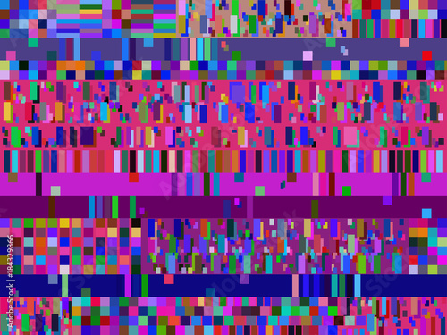 Glitch background. Signal error pixel mosaic. Colorful pattern. Vector illustration