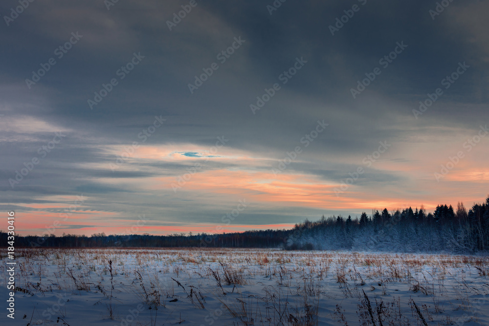 The sunset in the clouds above the forest The sunset in the clouds above the forest