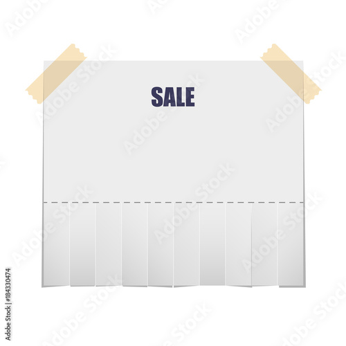 Realistic blank  paper ad with cut strips for the address and phone number