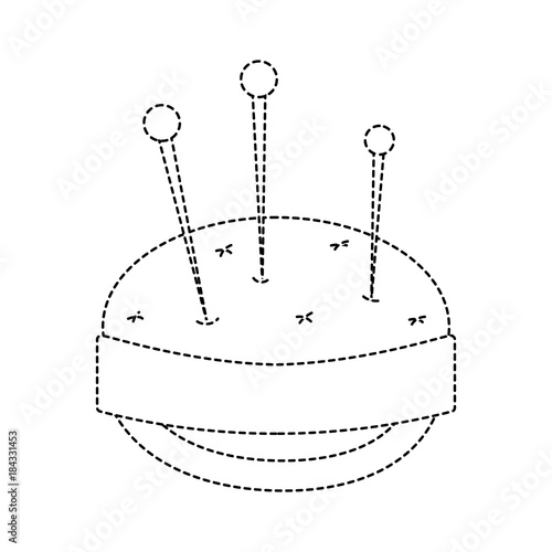 dotted shape pin and pincushion sewing tool object