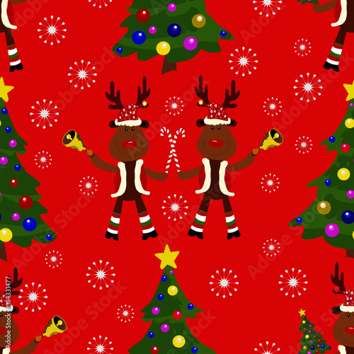 Christmas seamless pattern with reindeer Vector