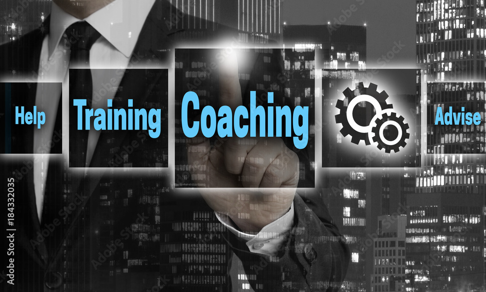 Coaching window concept is shown by businessman Coaching window concept is shown by businessman