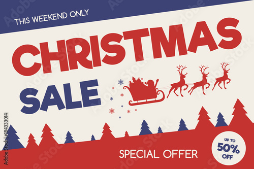 Christmas Sale - vintage banner with Santa Claus. Vector.