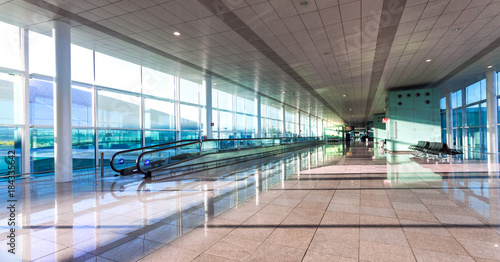 A wide view of empty hall of hte modern airport