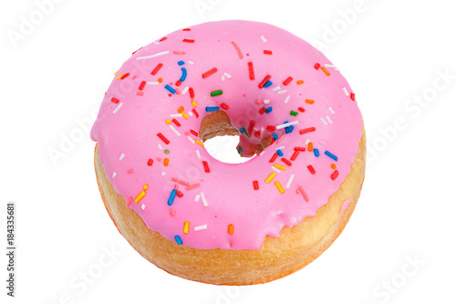 Pink donut closeup
