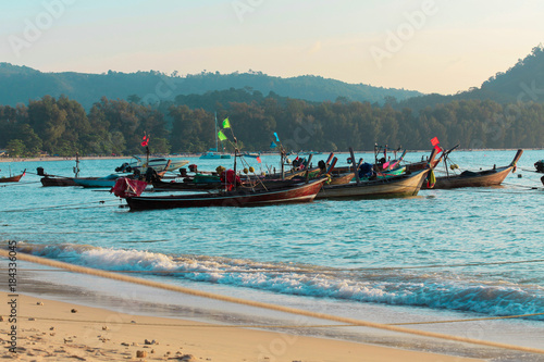 Fishing boat in front of the beach  © Witthaya