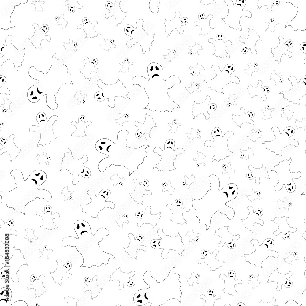 the ghosts of Halloween on a white background. For postcard, invitation, poster. Seamless pattern. the ghosts of Halloween on a white background. For postcard, invitation, poster. Seamless pattern.