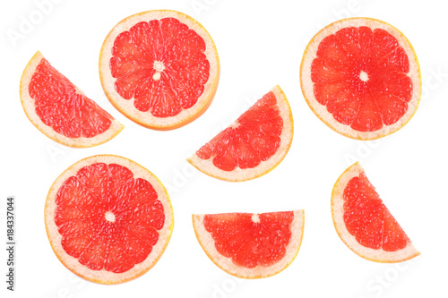 healthy food. sliced grapefruit isolated on white background top view