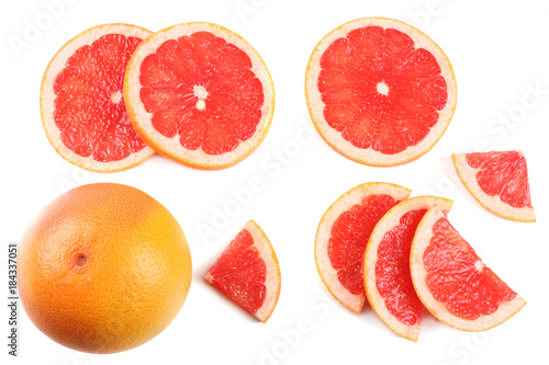 healthy food. sliced grapefruit isolated on white background top view