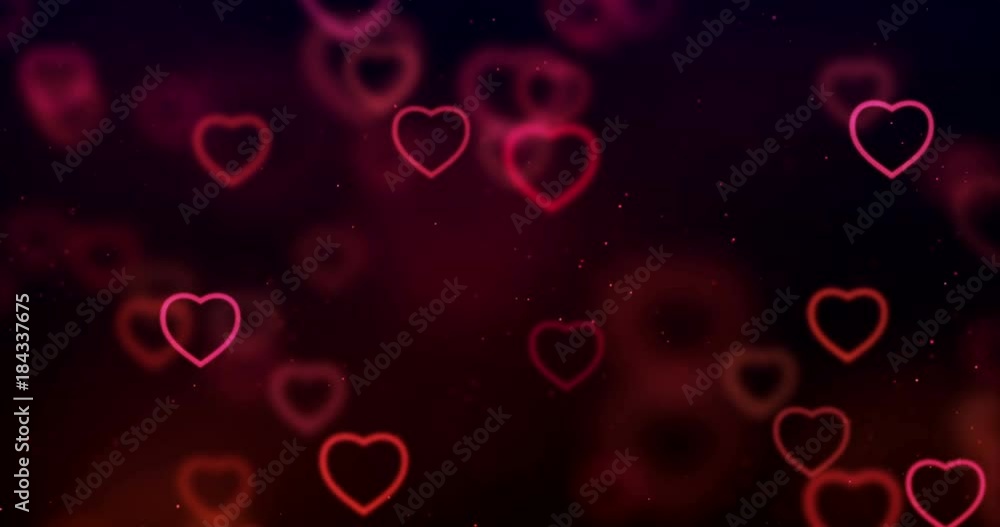 abstract christmas gradient red and purple gradient on black background with bokeh glitter and red hearts shape flowing, valentine day love relationship holiday event festive concept, seamless loop abstract christmas gradient red and purple gradient on black background with bokeh glitter and red hearts shape flowing, valentine day love relationship holiday event festive concept, seamless loop