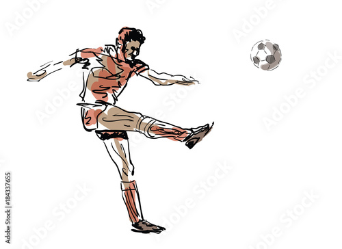     Sketched football player - vector illustration 