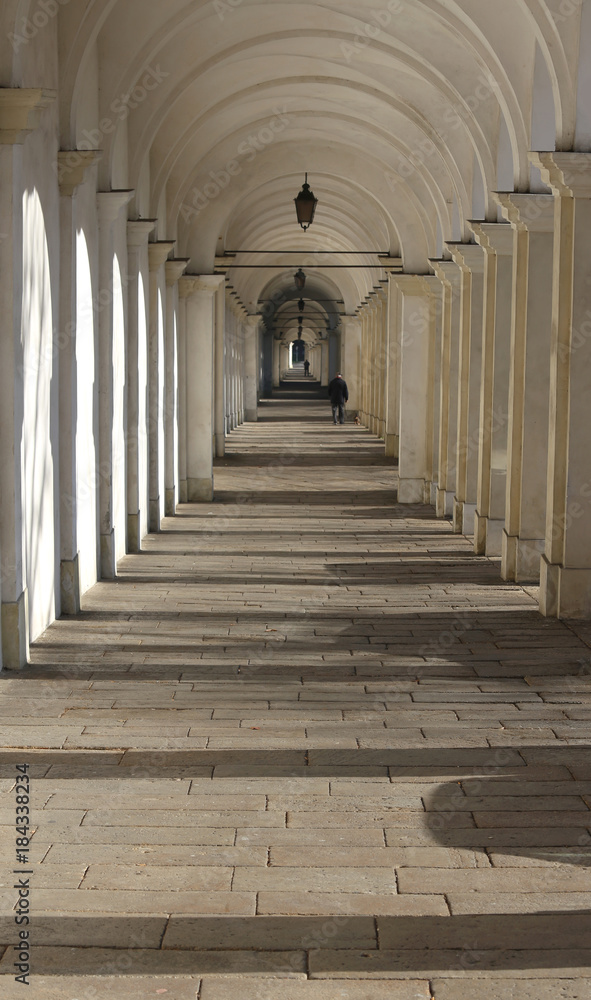 corridor with arches in slope
