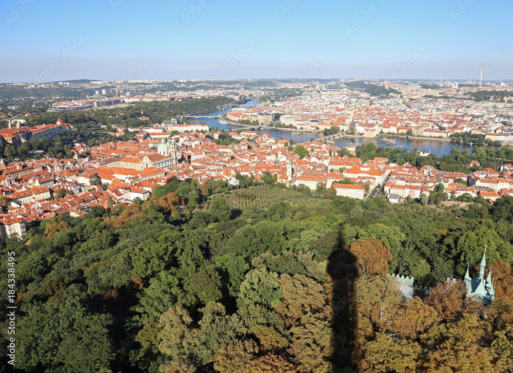 Prague City the capital of Czech Republic in Europe and shadow o