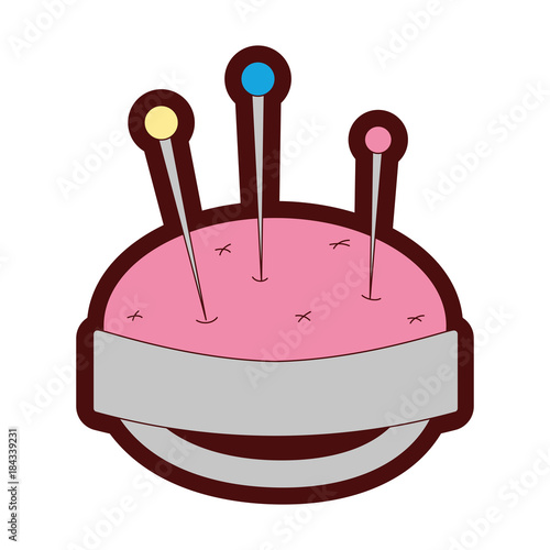 line color pin and pincushion sewing tool object