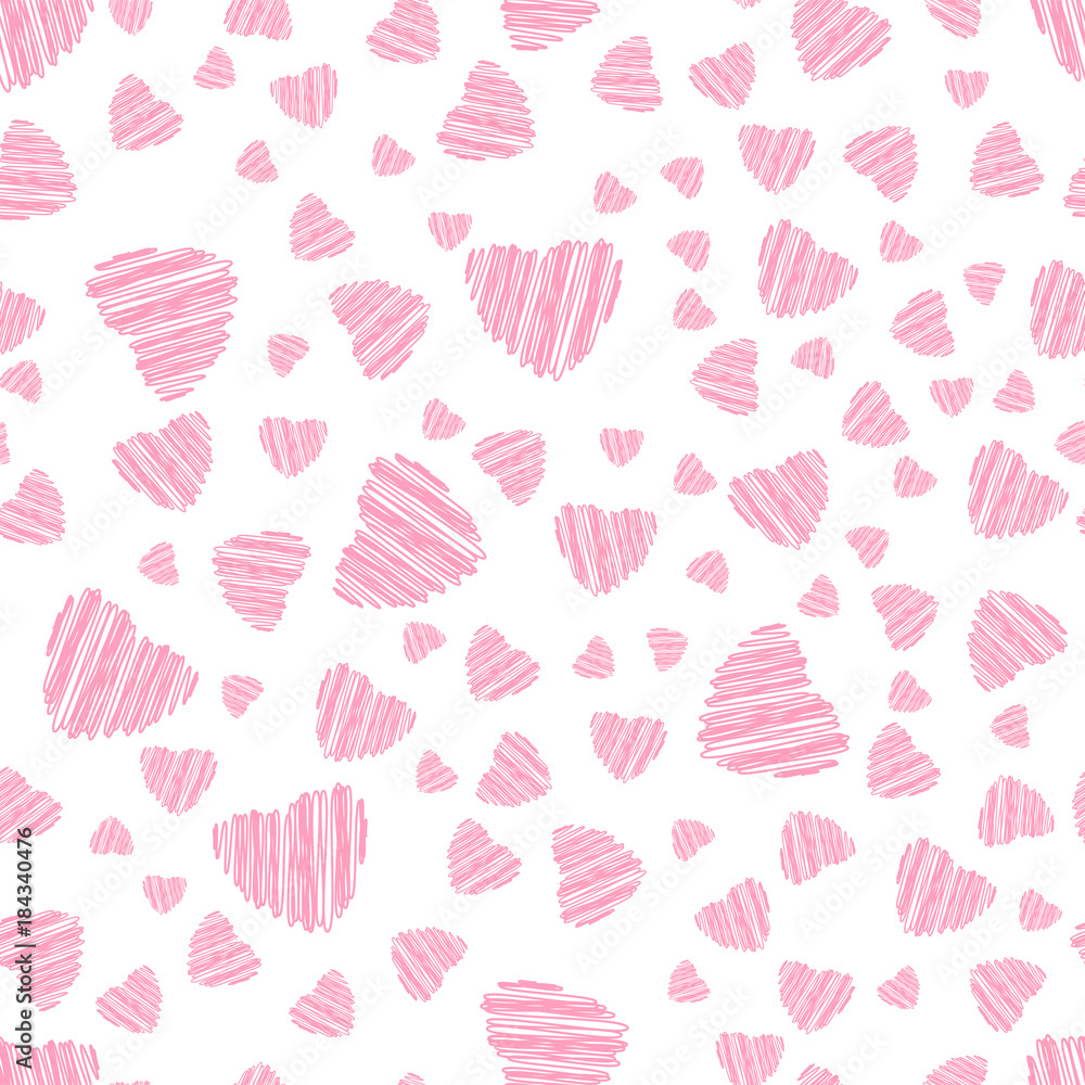 pink hearts on a white background. seamless pattern Valentine's Day. Decorating for a wedding, birthday. pink hearts on a white background. seamless pattern Valentine's Day. Decorating for a wedding, birthday.