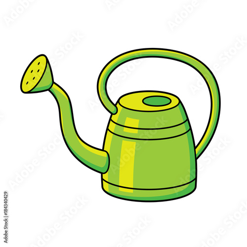Green watering can isolated.