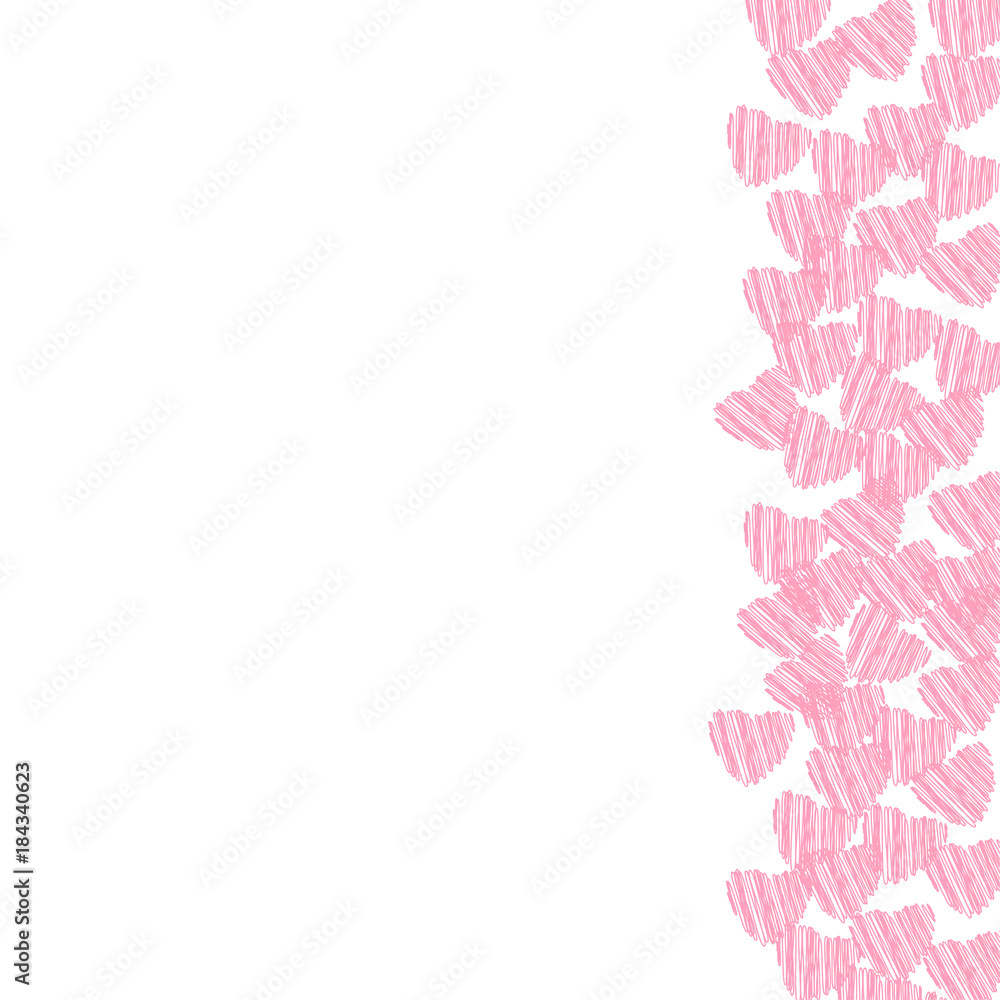 Abstract love for your Valentines Day greeting card design. Pink Hearts frame isolated on white background. Abstract love for your Valentines Day greeting card design. Pink Hearts frame isolated on white background.